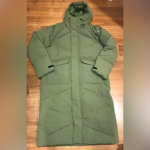 Adidas Big Baffle Down Long Coat Jacket Mens Medium M Olive Green GQ2507 New